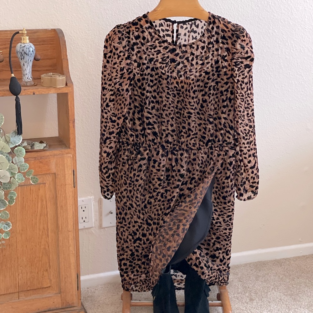 🐆 print dress with black built in slip